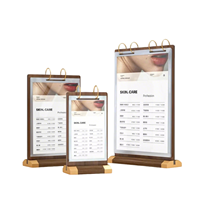 Support de table robuste de qualité supérieure pour affichage de menu, panneau à feuilles mobiles, avec anneau métallique pour menu, liste de prix, restaurant, café