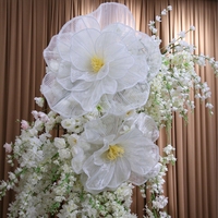BJ260660-20 Grande plante artificielle blanche en dentelle en forme de feuille, idéale pour centre de table de mariage, décoration de scène ou d'allée.