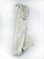 Jean cargo large pour femme, délavage clair, avec détails perles, fermeture boutonnée, en denim vintage, idéal pour tenues de soirée et de rue, OEM ODM