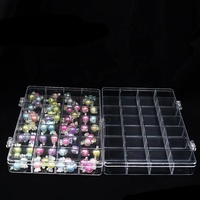 Boîte de rangement de breloques pour ongles boîte de maquillage en plastique transparent boîte de diamant pour ongles à 28 grilles