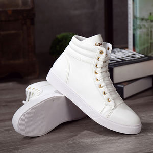 Scarpe da ginnastica Unisex alte bianche nere Casual stivaletti taglia 35-45 con lacci in microfibra per <span class=keywords><strong>uomo</strong></span> donna - Product Image 3