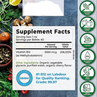 OEM ODM Meilleures ventes Vitamine B12 Méthylcobalamine Gouttes liquides orales Suppléments 60ml Marque privée OEM Soutien immunitaire