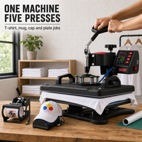 Presse à Chaud Détachable 5-en-1 de 12*15 Pouces pour Transfert Thermique – Machine de Presse à Chaud 5-en-1 pour T-shirts, Tasses et Casquettes