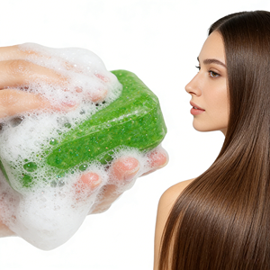 סבון מוצק צמחי נגד קשקשים, מנקה בעדינות, מווסת לחות, שמן עשב אוסמן אורגני טבעי, מותג פרטי - Product Image 3