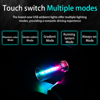Luz de ambiente para Interior de coche, modo colorido, LED táctil inalámbrico, luz nocturna pequeña, lámpara de iluminación ambiental, botella de vidrio para acampar