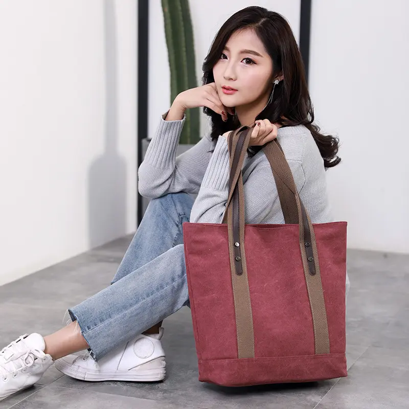 Nouvelle conception de vente chaude femme sac coréen Simple sac à main seau sac toile épaule sac fourre-tout