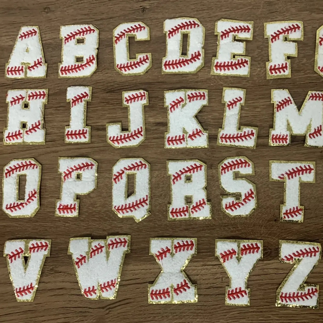 Embroidery baseball letter patches 2.75 inch Glitter chenille letter baseball team mom sweatshirt