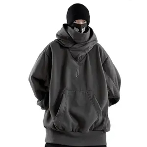 Fitspi 가을 겨울 높은 칼라 까마귀 느슨한 편안한 옷 하라주쿠 힙합 Streetwear 양털 후드 오버 사이즈 스웨터