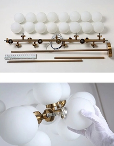 JYLIGHTING <span class=keywords><strong>Lampadario</strong></span> Moderno con <span class=keywords><strong>Sfere</strong></span> di Vetro Bianco, Lampada a Sospensione Semplice ad Anello a Bolle per Camera da Letto e Sala da Pranzo - Product Image 3