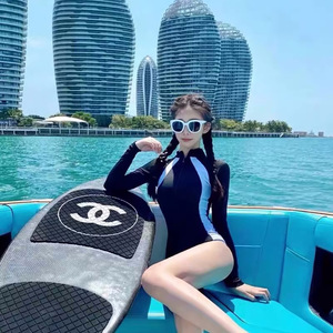 HR- 80854 traje de buceo triángulo de mujer de una pieza cálido traje de snorkel surfista traje de baño lanza traje de neopreno con cremallera - Product Image 4