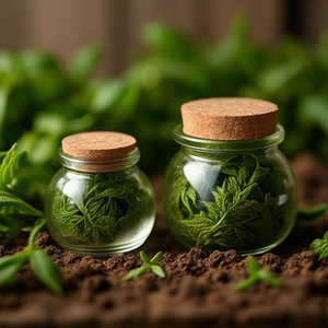 Fuyang Glass <b>Jar</b> 100ml Round Shape <b>Cork</b> <b>Lid</b> Storage Container for Spices and Herbs - Product Image 3