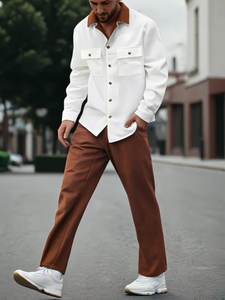 Completo Moderno con Blazer e Pantaloni con Colletto <span class=keywords><strong>a</strong></span> Contrasto in Misto Lino Premium, Abito Casual da Cerimonia in Due Pezzi per Uomo - Product Image 3