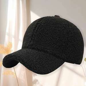 Lamb Wool <b>for</b> Women <b>Men</b> Solid Color Furry Hats Sports Hat <b>Winter</b> Warm Faux Shearling Baseball <b>Cap</b> - Product Image 3