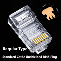 Paquete de 100 Conectores Modulares RJ45 de 8 Pines de Cobre para Cable UTP Cat5e/Cat6, Sólido o Trenzado, con Carcasa de PC