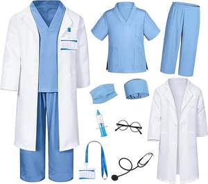 Ensemble de 8 costumes de médecin, chirurgien et infirmière pour enfants, déguisements de <span class=keywords><strong>carnaval</strong></span> d'Halloween, jeux de rôle, tenues de carrière pour enfants, pantalon, blouse d'hôpital - Product Image 6