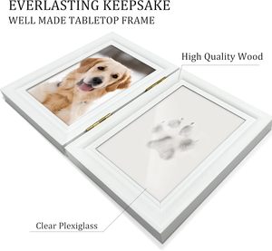 Kit de pâte à modeler écologique pour empreintes de pattes de chien, cadre photo commémoratif pour animaux de compagnie avec breloques - Product Image 5