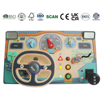 Simulateur de conduite en bois avec volant, levier de vitesses et tableau de bord multifonctionnel avec effets lumineux et sonores