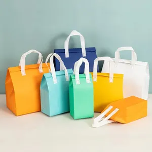 Grosir tas piknik pendingin tenun PP cetak kustom daur ulang makanan panas tanpa anyaman dapat digunakan kembali tas makan siang