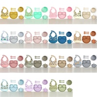 Bol à bavoir en Silicone imperméable écologique cuillères d'entraînement vaisselle en Silicone plats pour tout-petits ensemble d'alimentation pour bébé