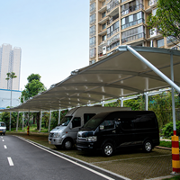 Structure de carport en membrane pour parking extérieur d'école moderne, résistante aux UV, imperméable, auvent en tissu tendu