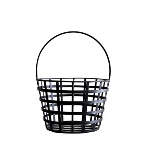 Cesta de Alambre Metálico Negra con Asa, Contenedor Redondo Rústico para Almacenamiento, Cesta para Huevos y Frutas, Organizador de Cocina - Product Image 1