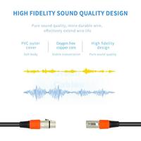 Câble de microphone OEM 3 broches mâle vers femelle en PVC de haute qualité 2026, DMX, XLR 3 broches, orange, pour micro
