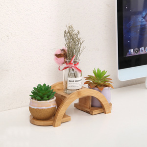 Soporte de bambú sólido para plantas de escritorio, de varios niveles, para suculentas de interior, soporte de madera para plantas para la sala de estar - Product Image 3