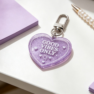 Promotional Gifts Keyring Wholesale Purple Keychain Positive Custom Cute <strong>Key</strong> <strong>Chain</strong> Anime Glitter Clear Acrylic Keychains <strong>Heart</strong> - Product Image 4