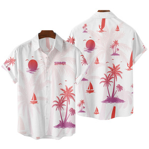 Chemises hawaïennes d'été pour <span class=keywords><strong>hommes</strong></span> et femmes, imprimé cocotier, lin ample à manches courtes, hauts de plage, camisa décontractés de rue, livraison gratuite - Product Image 2