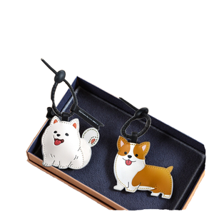 QYS Cute Puppy Leather Keychain Zinc Alloy Dog <b>Bag</b> Charm Metal <b>Key</b> <b>Ring</b> Custom Gift - Product Image 1