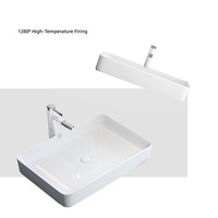Évier de comptoir en céramique blanche, style D, 600x400mm, lavabo rectangulaire pour projet de décoration de salle de bain d'hôtel