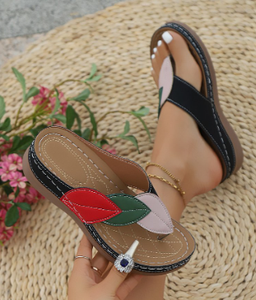 Sandali <span class=keywords><strong>da</strong></span> Donna con Fiori e Blocchi di Colore, Nuovo Prodotto Estivo 503, Suola Spessa, Taglia Grande, Sandali con <span class=keywords><strong>Clip</strong></span> - Product Image 6