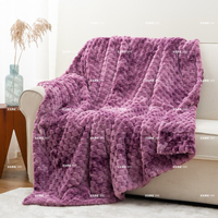 Couverture en fausse fourrure de lapin 3D anti-chute, motif grille, en tissu Minky, chaude toutes saisons, pour la sieste, décorative, cadeau pour la maison