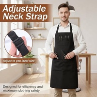 Vente chaude Tabliers personnalisés avec logo, noirs, imperméables, en polyester, lavables en machine, pour cuisine, grillades, barbier, chef, salon de coiffure et salon de manucure