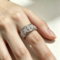 Bagues en laiton plaqué platine, pierres étincelantes élégantes pour les fêtes d'anniversaire, les mariages, les anniversaires de mariage, bijoux de mode, cadeaux
