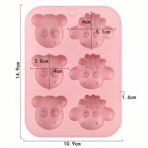 Moule en silicone écologique personnalisé avec logo, 6 cavités, en forme de mouton et de vache, pour la fabrication de bougies, de savons, de puddings, de gâteaux, de résine, DIY, OEM/ODM - Product Image 2