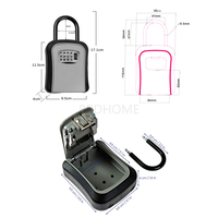 Coffre-Fort Portable Gris pour Plage, Sécurisé par Code, à Suspendre, en Métal, pour Clés de Voiture et Agent Immobilier – Boîte de Rangement Extérieure sans Clé