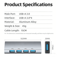 Hub USB 3.0 4 ports en aluminium pour Mac Mini M4 M2 avec prise en charge vidéo HDMI 2.0 4K, station d'accueil périphérique pour ordinateur portable, prêt à être expédié