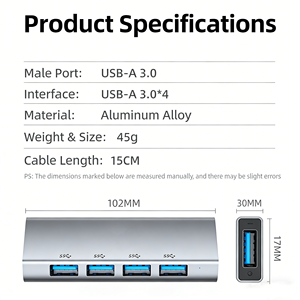Hub USB 3.0 de Aluminio de 4 Puertos con HDMI 2.0 y Soporte de Video 4K para <span class=keywords><strong>Mac</strong></span> <span class=keywords><strong>Mini</strong></span> M4 <span class=keywords><strong>M2</strong></span>, Periférico para Computadora Portátil, Envío Inmediato - Product Image 6