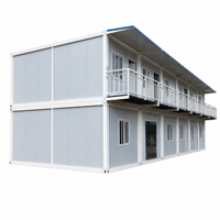 Kit de maisonnette modulaire préfabriquée écologique à 2 niveaux, type conteneur maritime, pour jardin, unité d'habitation complémentaire (ADU)