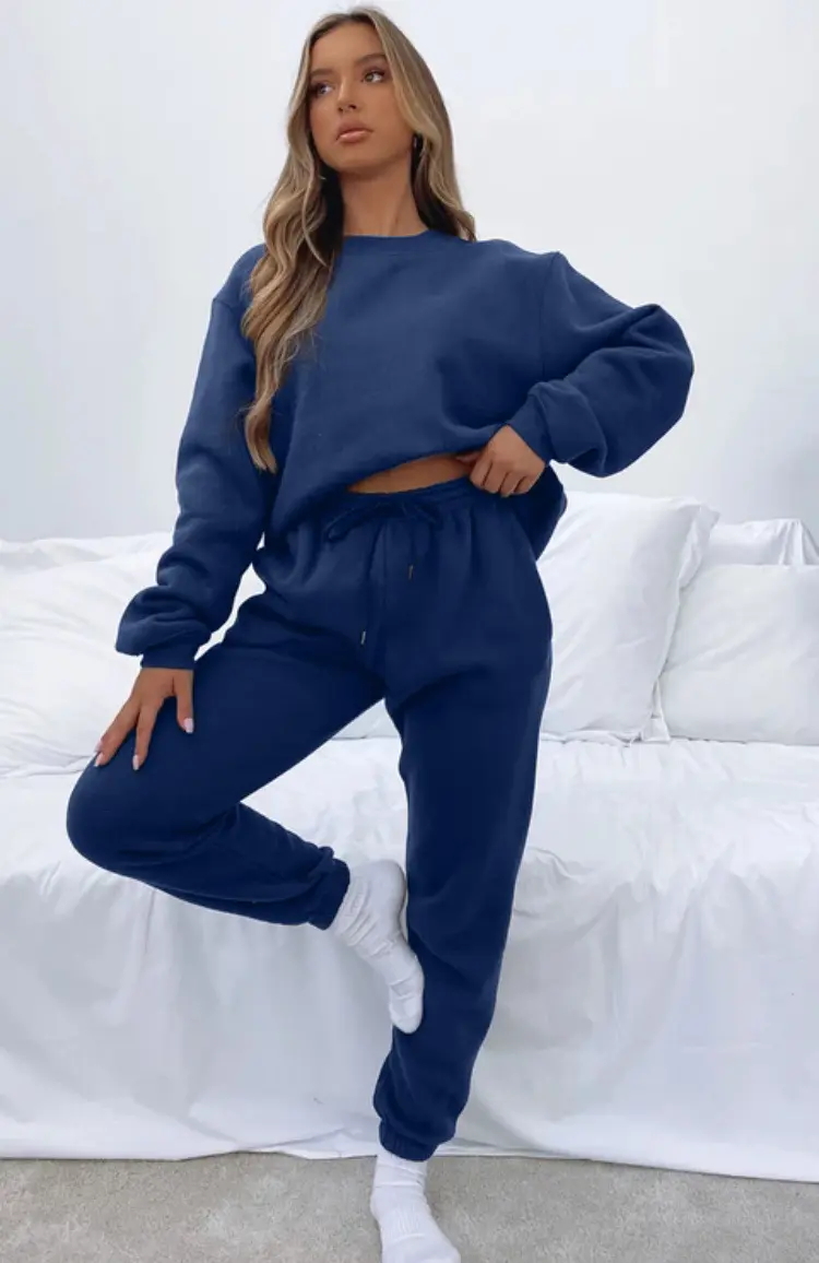 Custom Logo Plus size Casual Wear Fashion 2 Piece Set Jogger Sweatshirt Sweatpants Tracksuit For Women