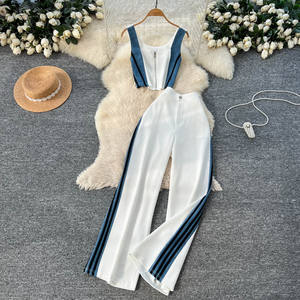 Sommerliches Freizeit-Sport-Set für Damen: Ärmelloses Oberteil und hochtaillierter, floral bedruckter Slim-Fit-Anzug – Großhandel - Product Image 2