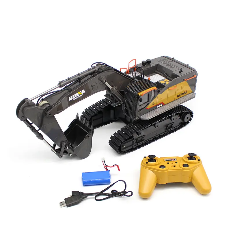 1 14 HUINA 592 RC excavator Truck Alloy digger Caterpillar 2.4G 22CH Radio controlled Car Engineering Model Electric Car Toy boy