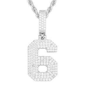 Ciondolo con Numero da 0 a 9 in Argento 925 con Moissanite, Placcato in <span class=keywords><strong>Oro</strong></span> <span class=keywords><strong>Bianco</strong></span> - Product Image 6