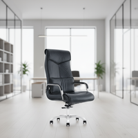 Chaise de bureau de direction moderne ergonomique en mousse haute densité et cuir PU avec hauteur réglable et base en aluminium