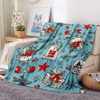 Selimut Sofa Flanel Fleece Cetak Natal Eropa, Dapat Disesuaikan, Anti-Pilling, Untuk Empat Musim