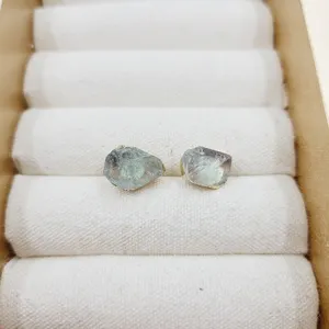 Raw Quartz with Rose Quartz and Amethyst Stainless Steel <strong>Post</strong> <strong>Earring</strong> Stud, Gemstone Minimalist Stud <strong>Earrings</strong> - Product Image 6