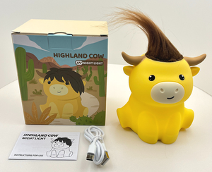 Cute Animal Silicone Highland Cow Pat Night <b>Light</b> Dimming Bedroom Bedside Atmosphere <b>Sleep</b> Lamp usb rechargeable for kids - Product Image 5