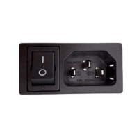 Prise de courant certifiée CUL IEC C14 10/15A 250V AC avec interrupteur à bascule et porte-fusible simple pour équipements électriques