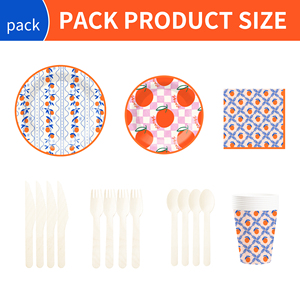 DAMAI <b>Orange</b> Fruit Themed Party Tableware Set Disposable <b>Paper</b> Plates Cups Napkins for Birthday Event Party Decorations - Product Image 5